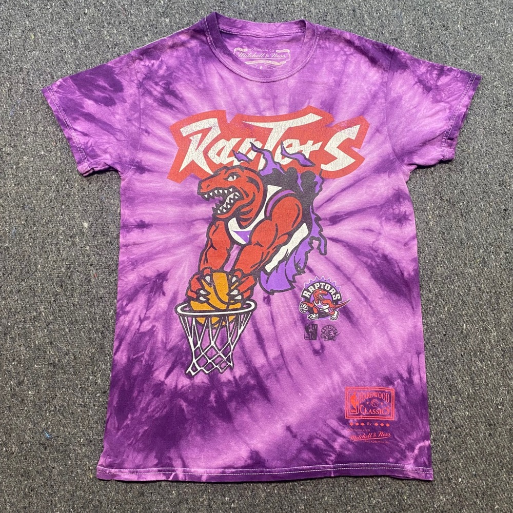 Mitchell & Ness Toronto Raptors Shirt Sz S Mens Purple Tie Dye Hardwood Classics